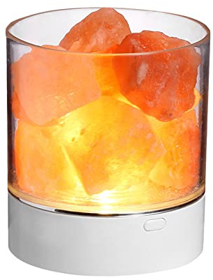 ACAGALA Luz nocturna de piedra de sal del Himalaya, 7 colores, lámpara LED de cristal de roca, portátil, USB, lámpara de purificación de aire natural para coche, hogar, oficina, dormitorio, decoración