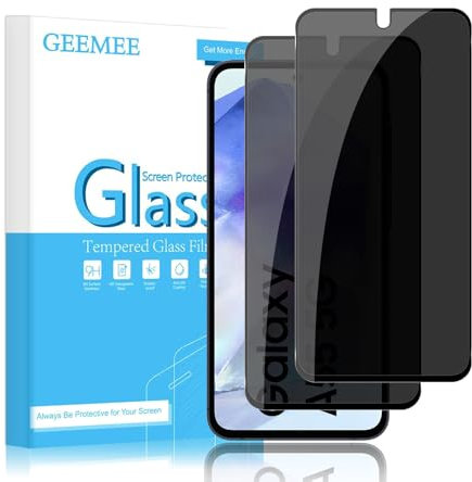 GEEMEE für Samsung Galaxy A55 5G für Panzerglas Sichtschutz Schutzfolie, 2 Stück 9H Härte Blasenfreie Anti-Spähen Blickschutzfolie, Privacy Gehärtetem Glas Displayschutzfolie