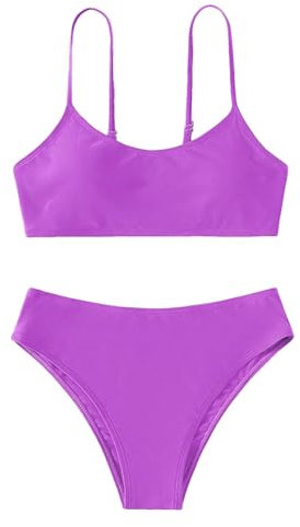 Generisch 2025 Costume da bagno senza spalline multicolore per ragazze, piccolo bikini carino per bambini grandi, abbigliamento sportivo costume da bagno ragazza 152, Lilla, 11-13 anni