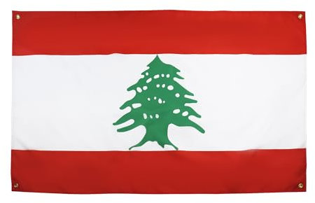 AZ FLAG Bandera Líbano 150x90 cm con 4 ojales, Bandera libanesa para balcón o pared