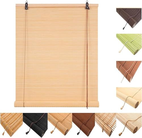 Generico Tapparella Bamboo da Esterno, Tenda a Rullo in bambù 90x200 120x250 150x180 180x200cm Anti-UV Tenda Avvolgibile, Tende in Bambu con Ascensore per Finestre Balcone Terrazza