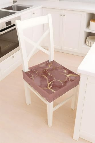 Masters House Biancheria per la Casa Cuscini Coprisedia Effetto Marmo Rosa Oro, 40x40 cm, Set da 2, Fibra Elastica, Imbottiti in Poliuretano, Lavabili
