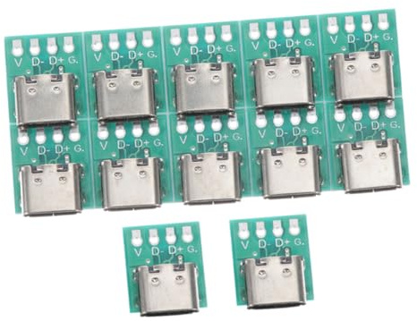 EPIGEIST 12 Piezas USB C Tipo Hembra Placa de Conector con PCB para Transmisión de Datos Compatible con Cables USB Tipo-c