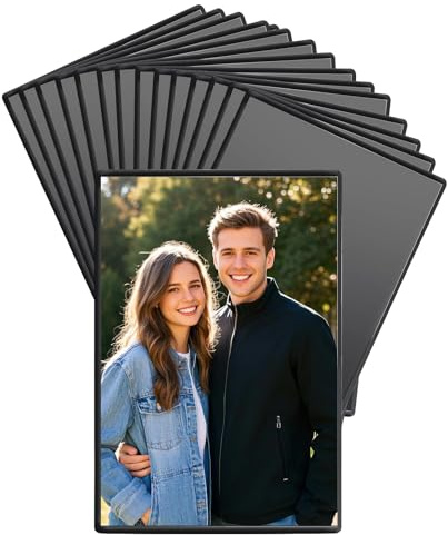 Ninnyi 15 Pcs Magnetic Photo Frames, 3.6 X 2.4in Fridge Magnet Photo Frames for Photos Postcard Notices Black