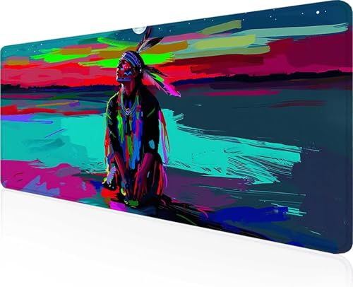Mann Mauspad XXL 90 x 40cm, Schwarz Groß Gaming Mauspad Design Vernähte Kanten, Wetterfest Anti Rutsch Mousepad PC Laptop verbessert Präzision und Geschwindigkeit, für Home Office PjY8125 0-G