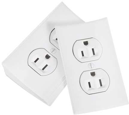 FONDOTIN 20pcs Fake Electrical Outlet Stickers Prank Vinyl Decals White Simulated Power Socket Covers Proof Outlet Stickers for Home Office Workplace Pranks