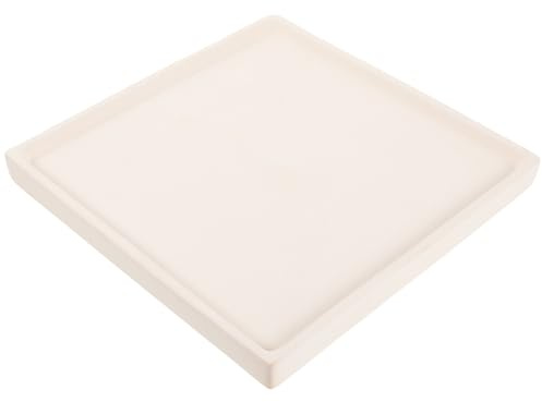 GAROZATION Sottovaso in Ceramica Beige Quadrato per Vaso Bonsai e Piante, Resistente a Deformazioni e Rotture, Previene Fuoriuscita di Acqua e Terreno, per Interni ed Esterni