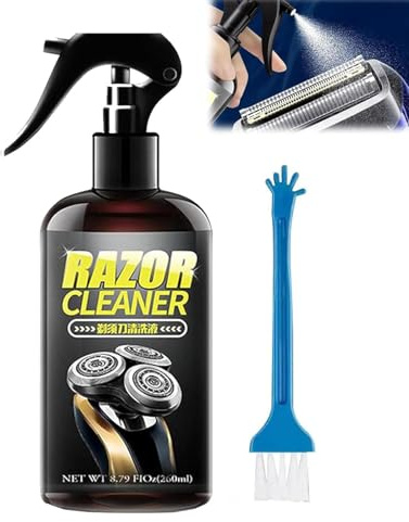 Universal Efficient Electric Razor Cleaner Spray, Electrical Contact Cleaner Spray Kit, Shaver Cleaning Fluid, Shaver Cleaning Solution with Brush, Cleaning Lubricating and Rust Prevention for Razor