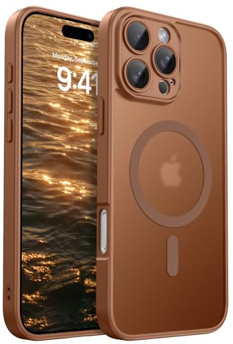 GUAGUA Magnetic for iPhone 16 Pro Max Case, Compatible with Magsafe, Translucent Matte with Full Camera Protection, 360° Shockproof Protective Phone Cover for iPhone 16 Pro Max 6.9, Brown