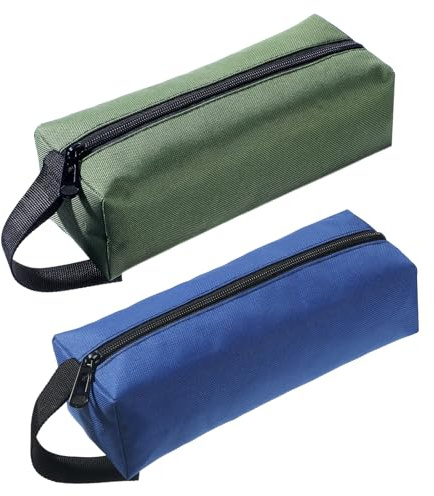 2 Pcs Canvas Tool Pouches with Zipper Small Tool Pouch Multi-Purpose Screwdriver Tools Bag Utility Bags for Organizer Storage (Navy Green, Blue)