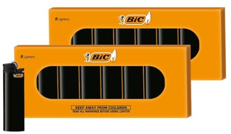 BIC - 16er-Pack Maxi-Feuerzeuge, komplett schwarz.