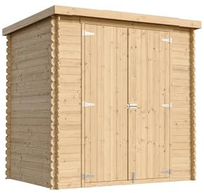 TIMBELA Gartenhaus Holz 2,22 m², Kiefer/Fichte, Geräteschuppen mit 19 mm Wandstärke, Gerätehaus aus Holz für Gartenwerkzeug und Fahrräder, Doppeltür, Ohne Boden -TIMBELA M311C1