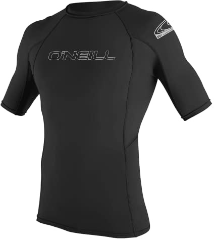 O'Neill Wetsuits Men's Basic Skins UPF 50+ Short Sleeve Rash Guard, Black, Large