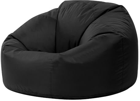 Bean Bag Bazaar Kingston Outdoor Beanbag, Black, Water Resistant Fabric, Large Bean Bag with Filling Included, Floor Chair, Garden Chair, Outdoor Seating, Garden Furniture