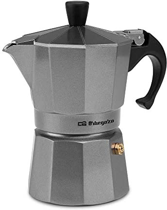 Orbegozo KFS 920, Cafetera Italiana, 9 tazas, apta para cocina de gas, vitrocerámica y eléctricas, mango ergonómico, válvula seguridad, aluminio