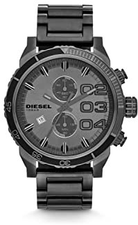 Diesel Herrenuhr Double Down Chrono 2.0, Chronographenwerk, 59mm GunmetalEdelstahlgehäuse mit Edelstahlarmband, DZ4314