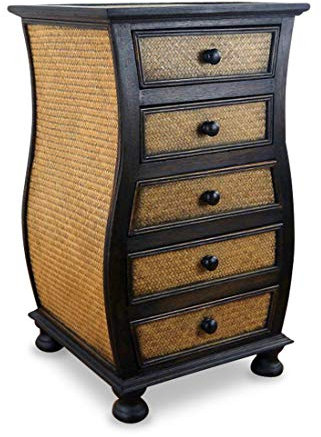 livasia Rattankommode I Rattanschrank I Kommode aus Holz und Rattan (bauchig)