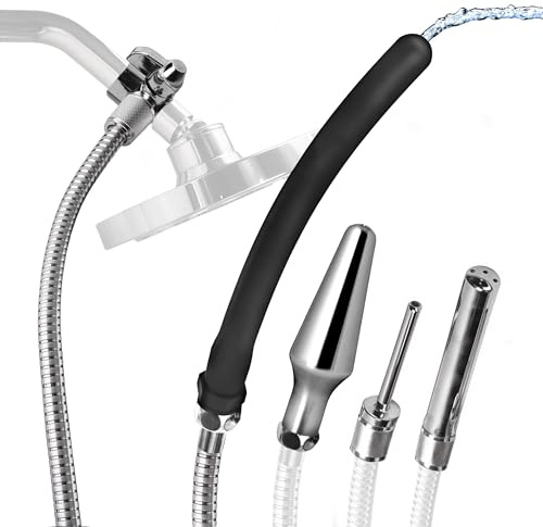 Cleanstream Shower Enema Set with 6 Ft Hose, 4 Silicone & Aluminum Tips
