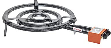 Garcima 76050 - Hornillo paellero Gas Plano l-50 2 Fuegos, 51 x 75.50 x 12 cm, Color Negro