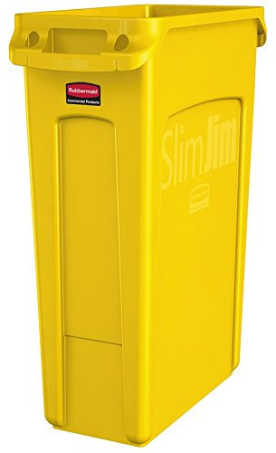 RUBBERMAID Slim Jim® Abfallbehälter mit Lüftungskanälen 87 Liter, Farbe:Gelb