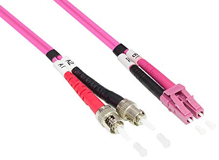 Kabelmeister® Patchkabel LWL Duplex OM4 (Multimode, 50/125) LC/ST, 0,5m