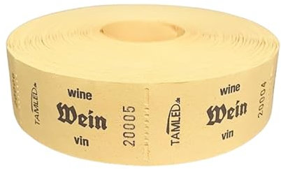 TAMLED Bonrolle WEIN gelb 1 Rolle mit 1000 perforierten Abrissen fortlaufend nummeriert Gastromarken Festival Getränke Verpflegung Events Firmenveranstaltung Volksfest Verein Wertmarke