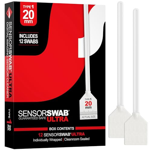 Photographic Solutions Sensor Swab Ultra 20mm Type-1 Digital Imaging Sensor Cleaner Swabs for Cleaning APS-H Mirrored or Mirrorless Cameras. Sensor Dust & Oil Remover (Pack of 12)