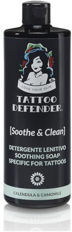 Tattoo Defender - Soothe & Clean 500ml - Detergente Lenitivo E Antibatterico - Garantisce Una Perfetta Igiene - Riduce Il Rossore E L' Irritazione - Dermatologicamente Testato