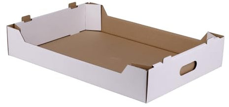 10x Flachsteige, Steckteige, kaschierte Wellpappe, Weiß, 7 kg, 56,2x38,8x10 cm