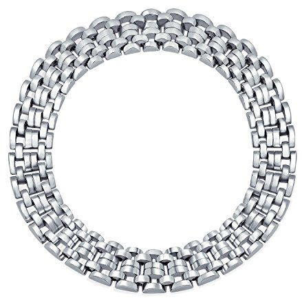 Bling Jewelry Traditionelle Breite Panther-Gliederkette Halsband Statement-Halskette Armband Für Frauen Massives Versilbertes Messing 45,7 Cm