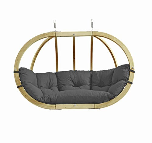 AMAZONAS Globo Royal Chair - Premium FSC-zertifizierter, Wetterfester Hängesessel mit Super Soft Polsterung, In- und Outdoor | Belastbar bis 200 kg | Farbe: Anthracite