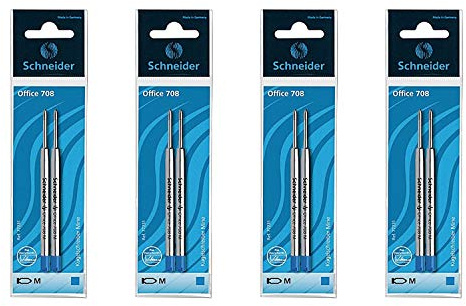 Schneider 50-77231 Kugelschreiber-Minen 708, System Parker, blau (4 x 2er Pack)