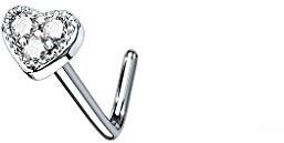 beyoutifulthings Nasen-Piercing Herz ZIRKONIA 4mm Nasen-Ring Nasen-Stecker L-Form Chirurgenstahl Multicolor Stab-Länge 6mm