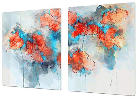 Planche à découper et Ecran anti-projections; Série de fleurs DD06B: Coquelicots 6