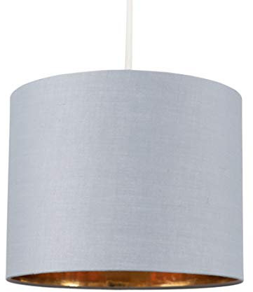MiniSun | Small Modern Grey and Gold Drum Light Shade | Pendant Lights, Home Décor & Improvement Essential | 250cm Shade Width