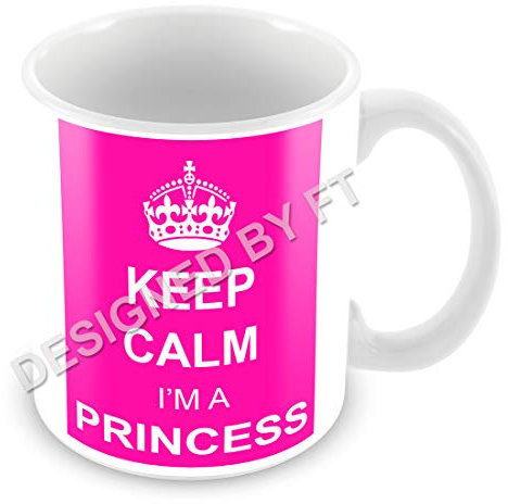 FlyingTurtles Keep Calm I'm A Princess Ceramic White 11oz Mug(Pink) by FT