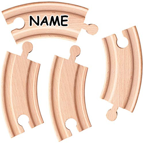 alles-meine.de GmbH Set: 16 Stück Holz - Schienen - kleine - Kurze Kurven - für Eisenbahn/Holzeisenbahn - inkl. Name - 10 cm - passend für alle Schienen-Systeme & Straßen - z..
