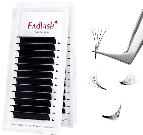 Fadlash Easy Fan Lashes D Curl 0.03 13mm Single Lashes Russian Lashes Natural Look Self Fanning Eye Lashes Automatic Blooming Russian Eyelashes Extensions(0.03-D-13)