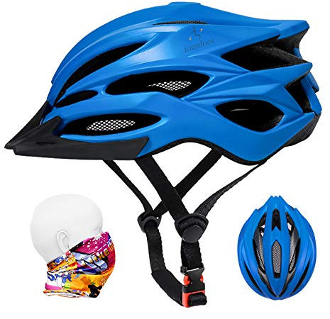 ioutdoor Bike Helmet Men, Cycle Helmet Ladies, Adjustable 56-62cm, Insect Net, Detachable Visior, 22 Vents, Lightweight, Bicycle Helmet for Adult Womens Teenagers Girls Boys (Blue)