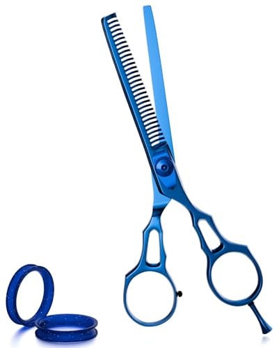 Suvorna 6 Professional Thinning Scissors - Perfect for Hairdressing, Texturizing, and Layering Hair - Premium Blue Titanium Hair Thinning Shears.