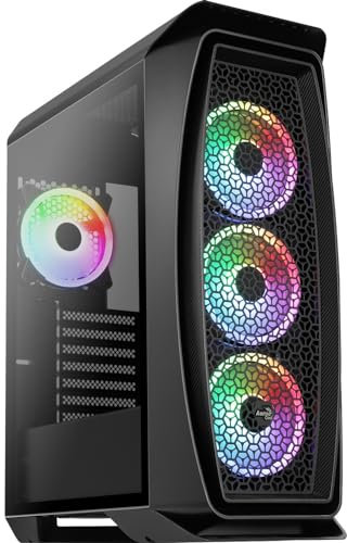 Aerocool AEROONEDUOBKV1, Boîtier Gaming ATX, 4x Ventilateurs ARGB, Verre Trempé, Noir