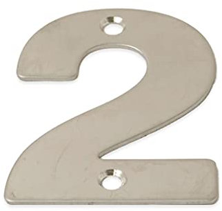 SISI UK® Stainless Steel Front House Door Numbers with Brushed Finish Large 6'' with fixings (Number 2)