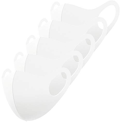 TubeRoo Stoffmaske 5 Stück weiß für ältere Kinder Jugendliche Erwachsene, Mundschutz Maske waschbar, Behelfsmaske Alltagsmaske Gesichtsmaske Damen Herren