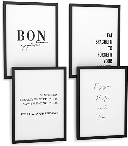Papierschmiede® Premium Spruchposter Set 4er DIN A4 (21x30 cm) Motiv: International Kitchen, Poster mit Sprüchen, Motivation Bild, für Küche Wohnzimmer - ohne Bilderrahmen