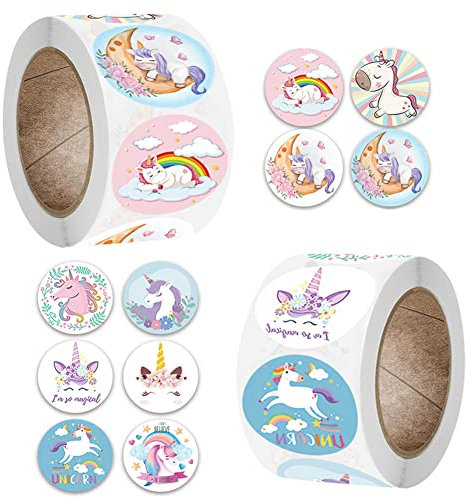 1000 Stück Einhorn Aufkleber Set - Kinder Sticker, Roll Sticker, Belohnungsaufkleber, Animal Belohnungsaufkleber, Dekorations Aufkleber, Partygeschenke