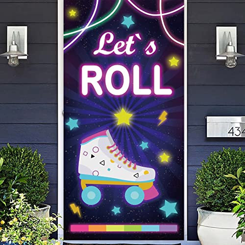 80er 90er Jahre Let's Roll Banner Hintergrund Foto Booth Requisiten Star Roller Skate Skating Throwback Hip Hop Retro Thema Dekor für Mädchen 1980er 1990er Skate Club 1. Geburtstag Party Supplies