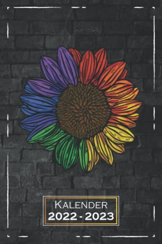 Kalender 2022-2023: A5 (6x9), Softcover | 1 Woche auf einer Doppelseite | mit Monatsübersicht & Kontakttabelle | LGBT Gay Sonnenblume