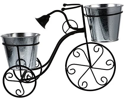 GANAZONO Bike Planter Metal Flower Pot Cart Holder, Tricycle Plant Holder, Flower Plant Stand Display Rack for Home Deck Garden Patio Bike Plant Stand
