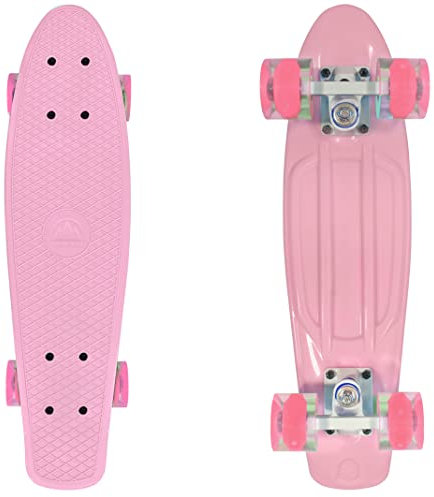 Sawyer Bikes - Monopatin/Skateboard con Ruedas LED - Niños y Adolescentes (Rosa)
