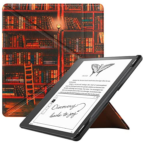 VOVIPO Slimshell Custodia per Kindle Scribe 10.2 2024/2022 Rilasciato, Premium leggero PU Custodia in pelle con Auto Sleep/Wake per Kindle Scribe 10.2 pollici 2024/2022-Library